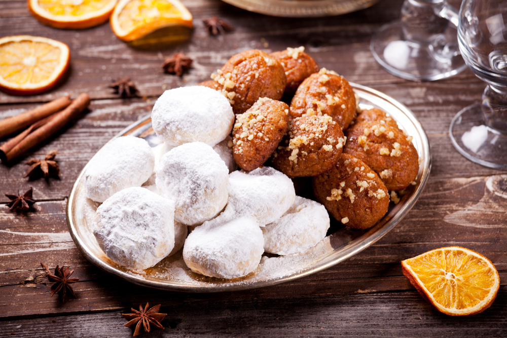 Greek biscuits baked and served at Christmas time