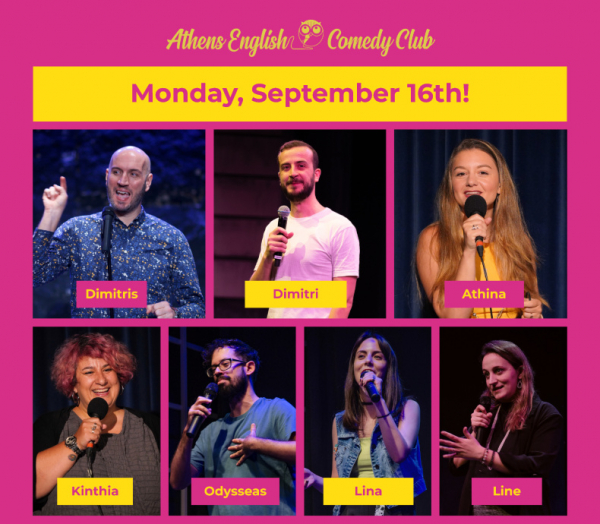 Athens English Comedy Club - Monday, September 16th Αt ANESIS Open-Air Cinema!